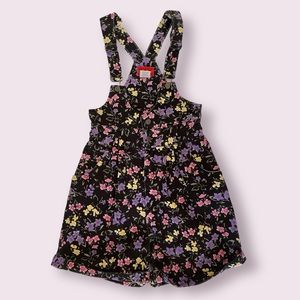 No Problem! Vintage Y2K Black Floral Jeans Overall Shorts